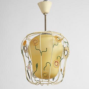 Ulla & Gunnar Eklöf, attributed to, a pair of Swedish Modern ceiling lamps, Corona Belysningskultur, Stockholm, 1940s.