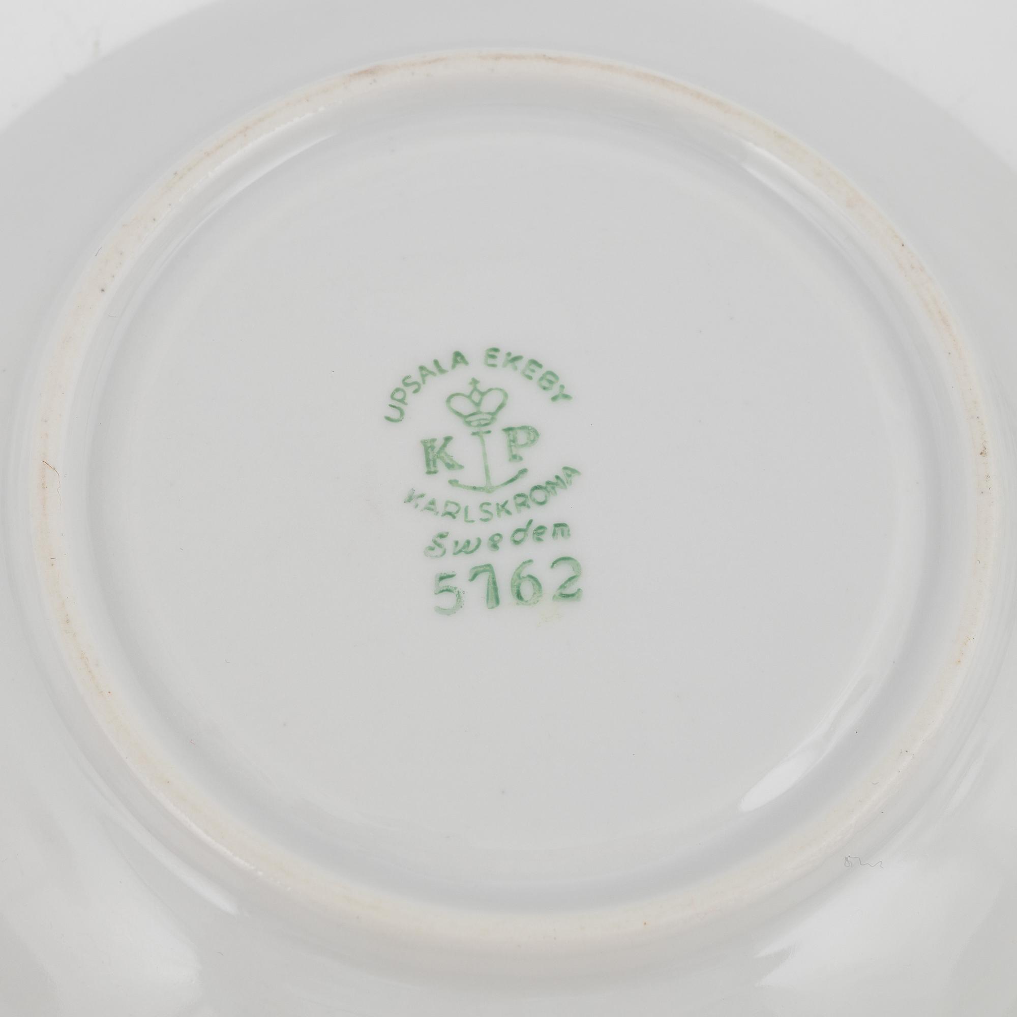 Arthur Percy, five coffee cups and saucers, 'Linda', Upsala Ekeby Karlskrona.