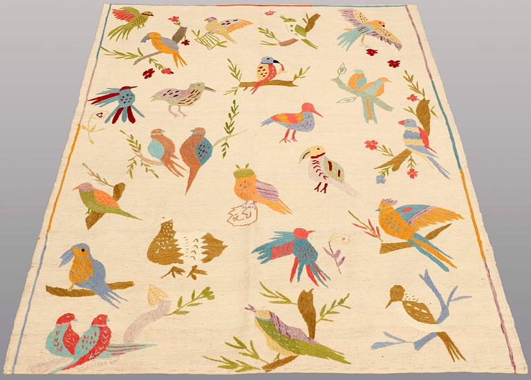 A carpet, embroided flat weave, ca 171 x 131 cm.