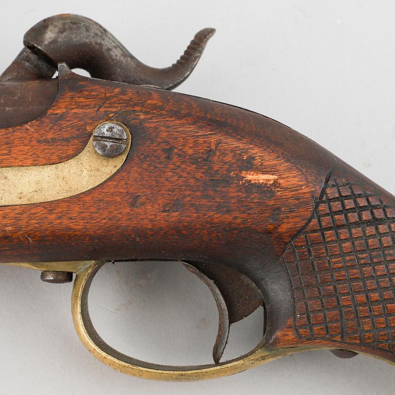 A Swedish rifled percussion pistol 1850 pattern.