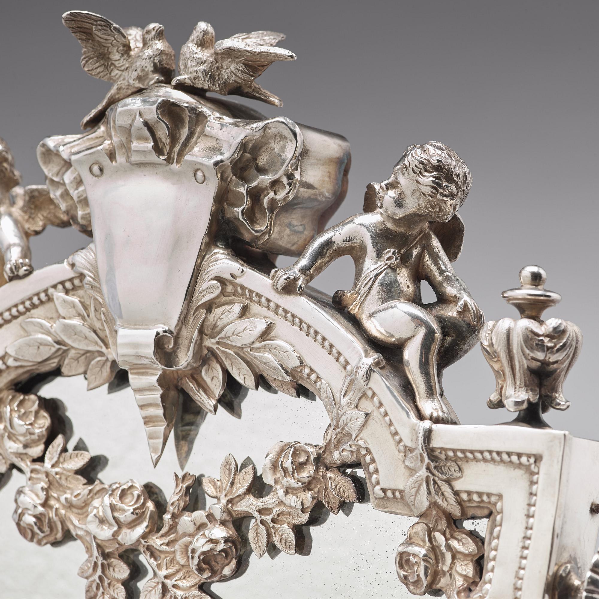 Bordsspegel/Toilettespegel, silver, Frankrike 1800-talets andra hälft. Louis XVI-stil.