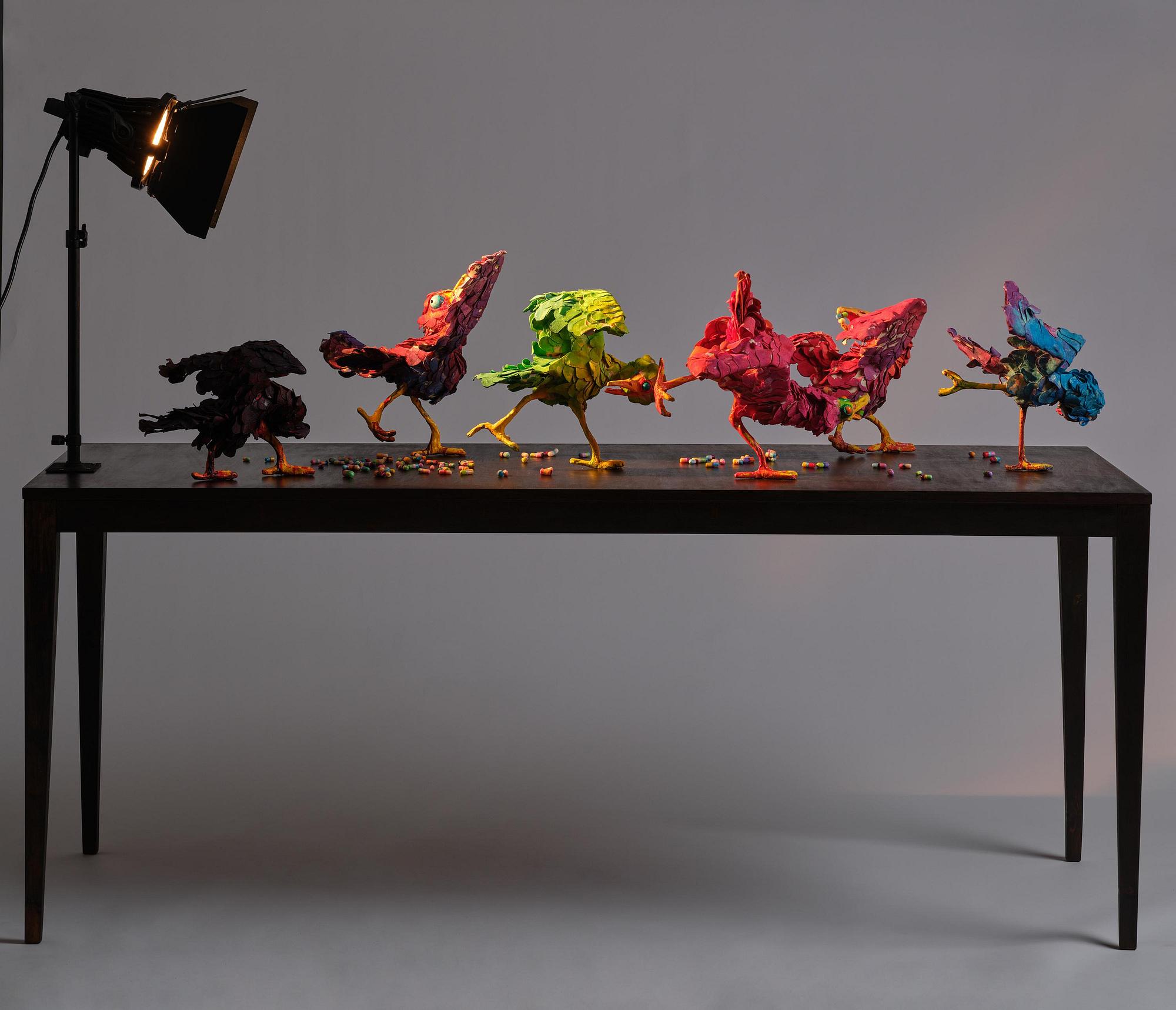 Nathalie Djurberg & Hans Berg, "A Thief Caught in the Act (Flock of Birds)".