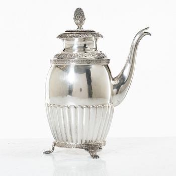 A 19th century Swedish silver coffee pot, marks of Anders Lundqvist, Stockholm 1845.