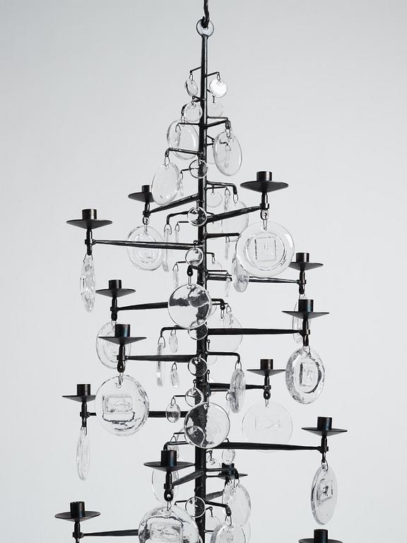 Erik Höglund, a sixteen light chandelier, Boda, Sweden 1960-1970s.