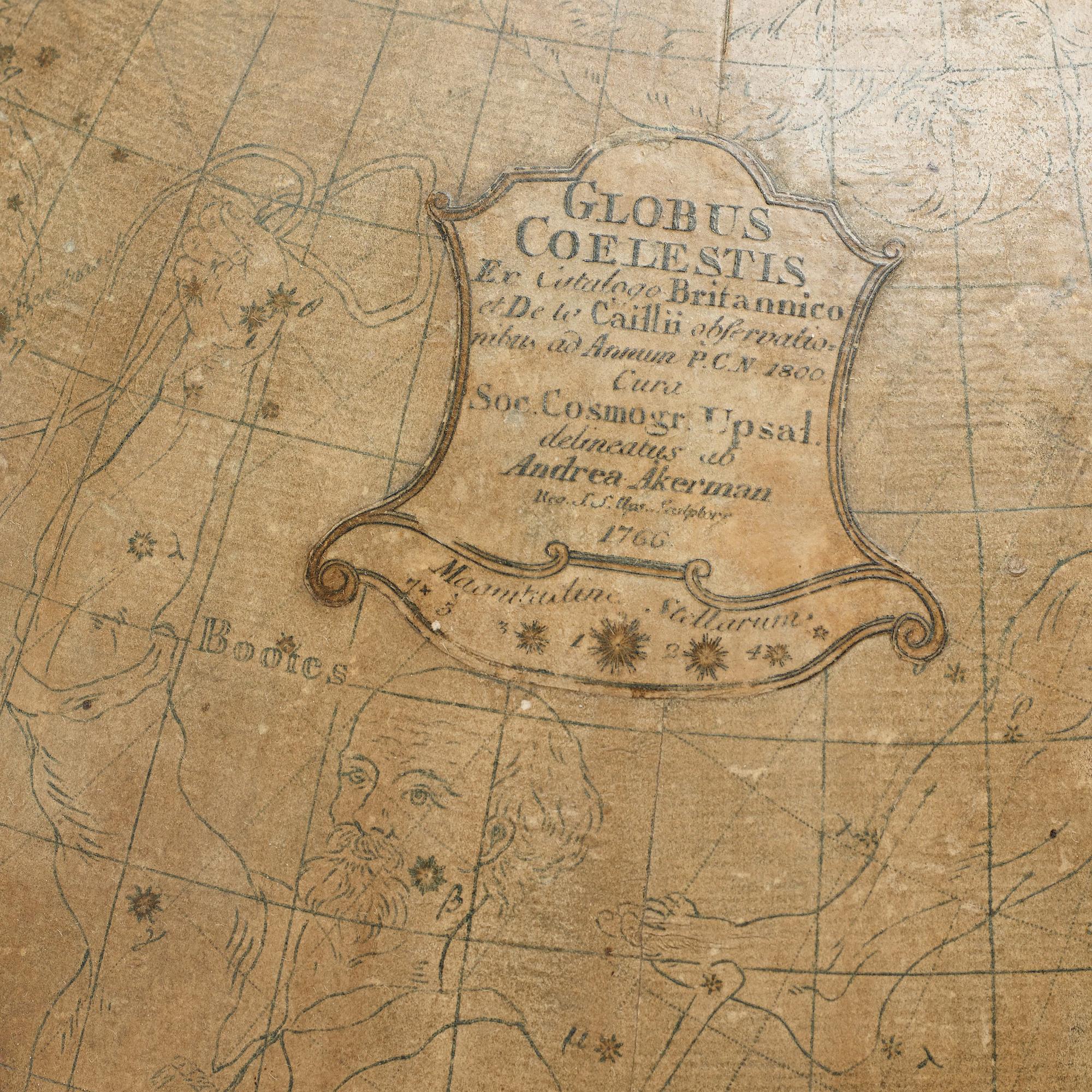 JORD- OCH HIMMELSGLOB, ett par, av Andreas Åkerman 1766.