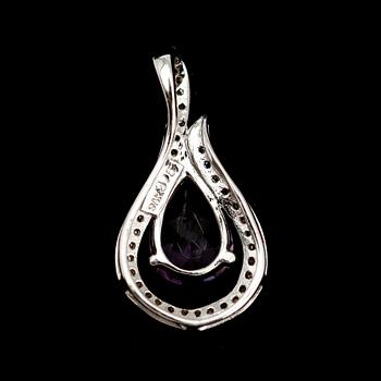 HÄNGE, 9 k vitguld, ametist 1.85 ct, diamanter 0.18 ct.