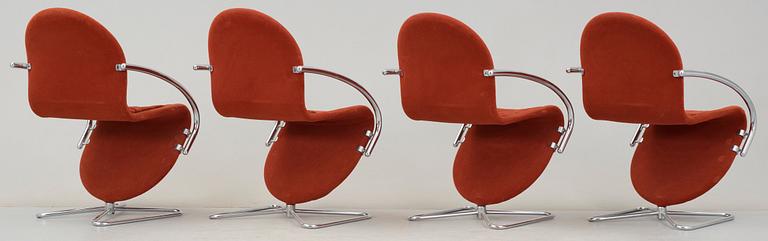 VERNER PANTON, fåtöljer, 4 st, "System 1-2-3 Lounge Deluxe", Fritz Hansen, Danmark 1970-tal.