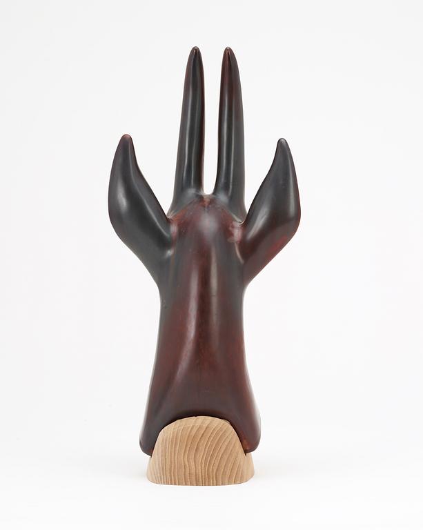 A Gunnar Nylund stoneware figure of a gazelle's head, Rörstrand.