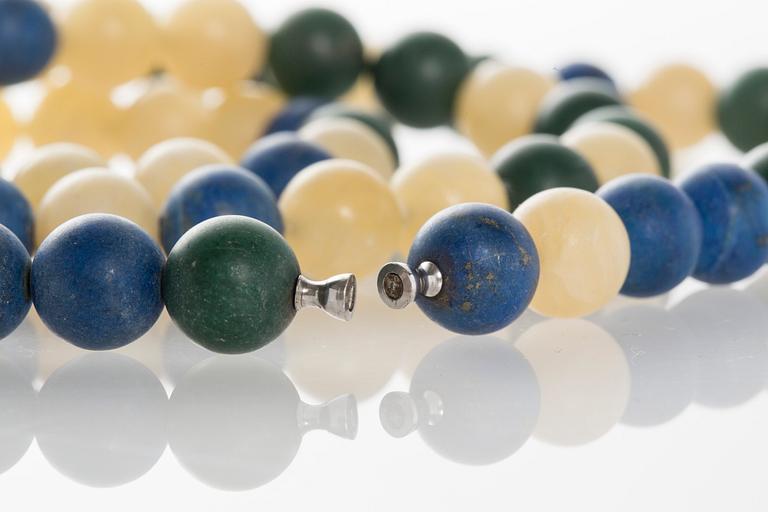 COLLIER, Ole Lynggaard, blå, grön samt gul agat.