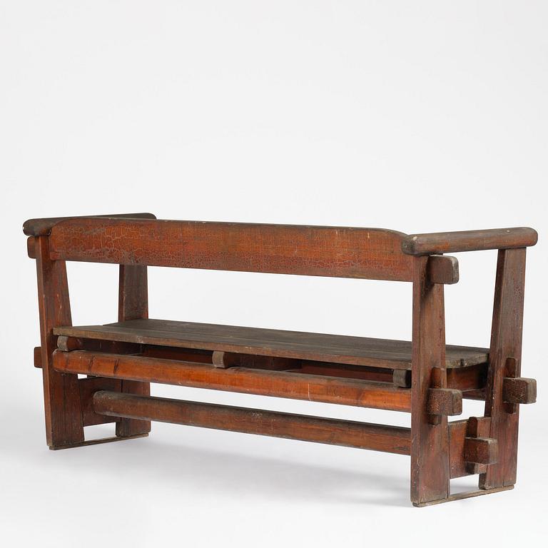 Axel Einar Hjorth, a stained pine "Skoga" sofa, Nordiska Kompaniet, Sweden, 1930s.