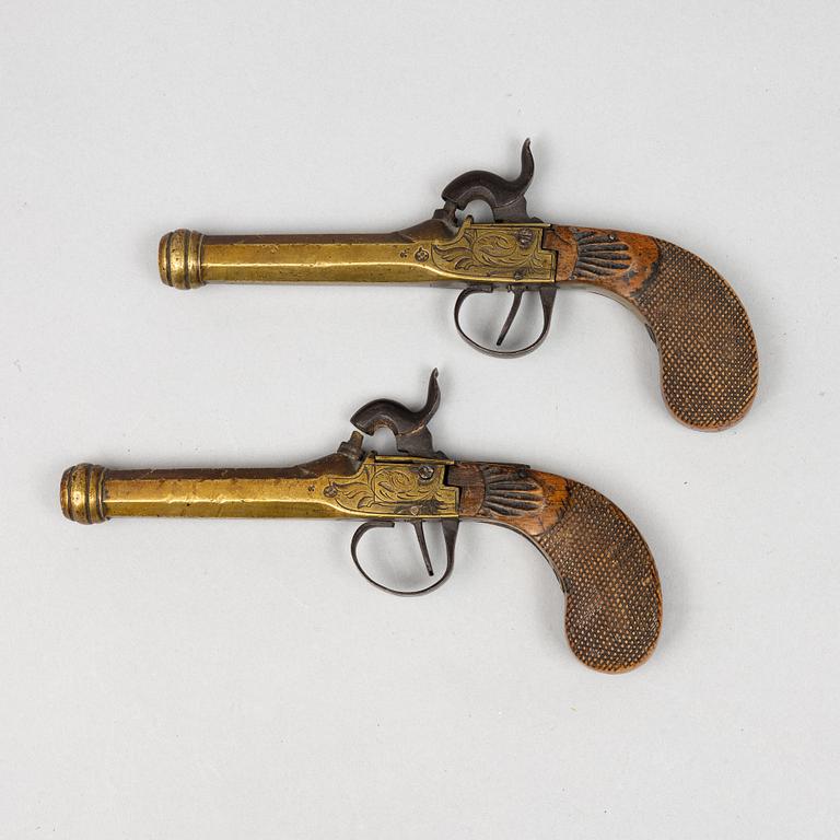 Percussion pistols, a pair, first half of the 19th century.