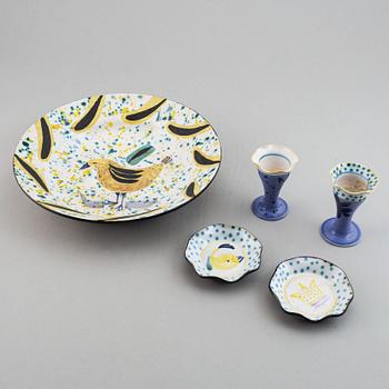 Herman Fogelin, 5 stoneware pieces, signed.