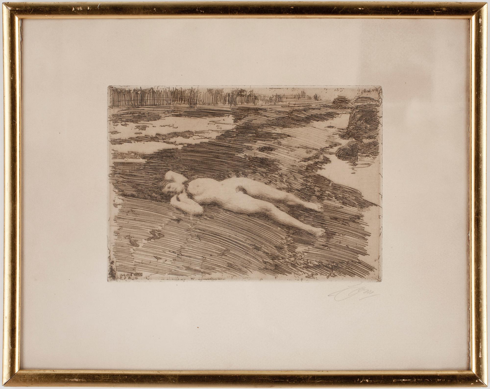 ANDERS ZORN, etsning. Sign.