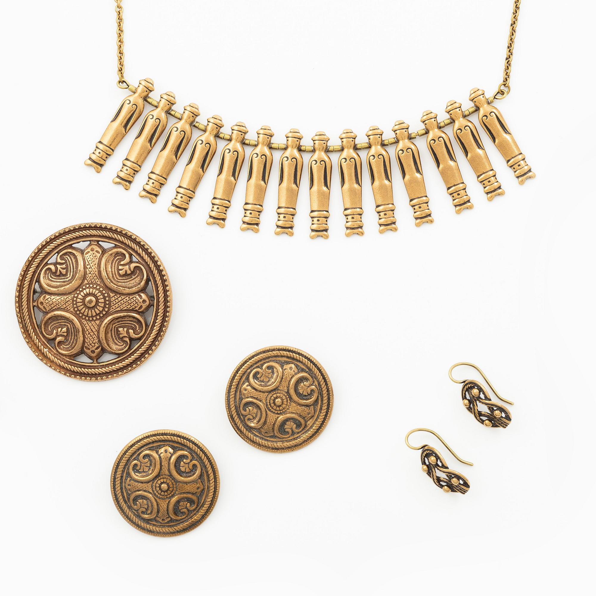 Jewellery, Kalevala Koru, 10 pieces, bronze.