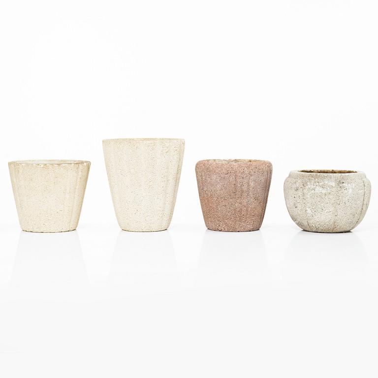 Syco Keramik, eight flower pots, Sweden, mid20th century.