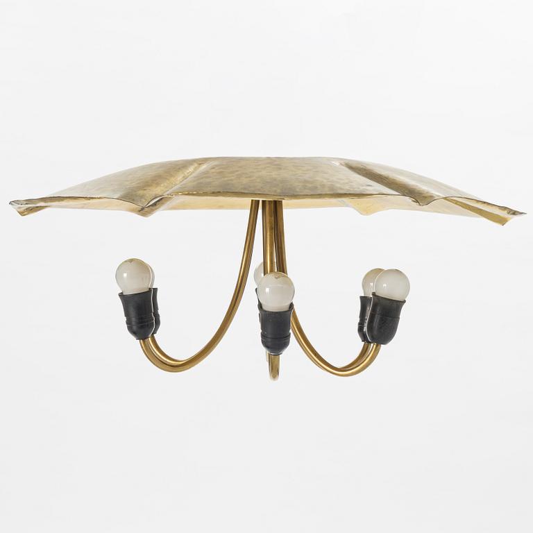 A brass ceiling light, mid 20th Century.