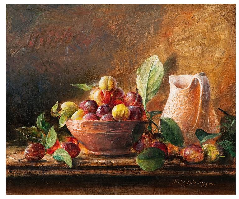 Fritz Jakobsson, STILL LIFE WITH PLUMS.