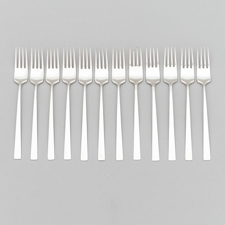 Bertel Gardberg, A 96-piece set of "Birgitta" silver cutlery, marked BG, Hopeatehdas oy, Helsinki 1956-64.