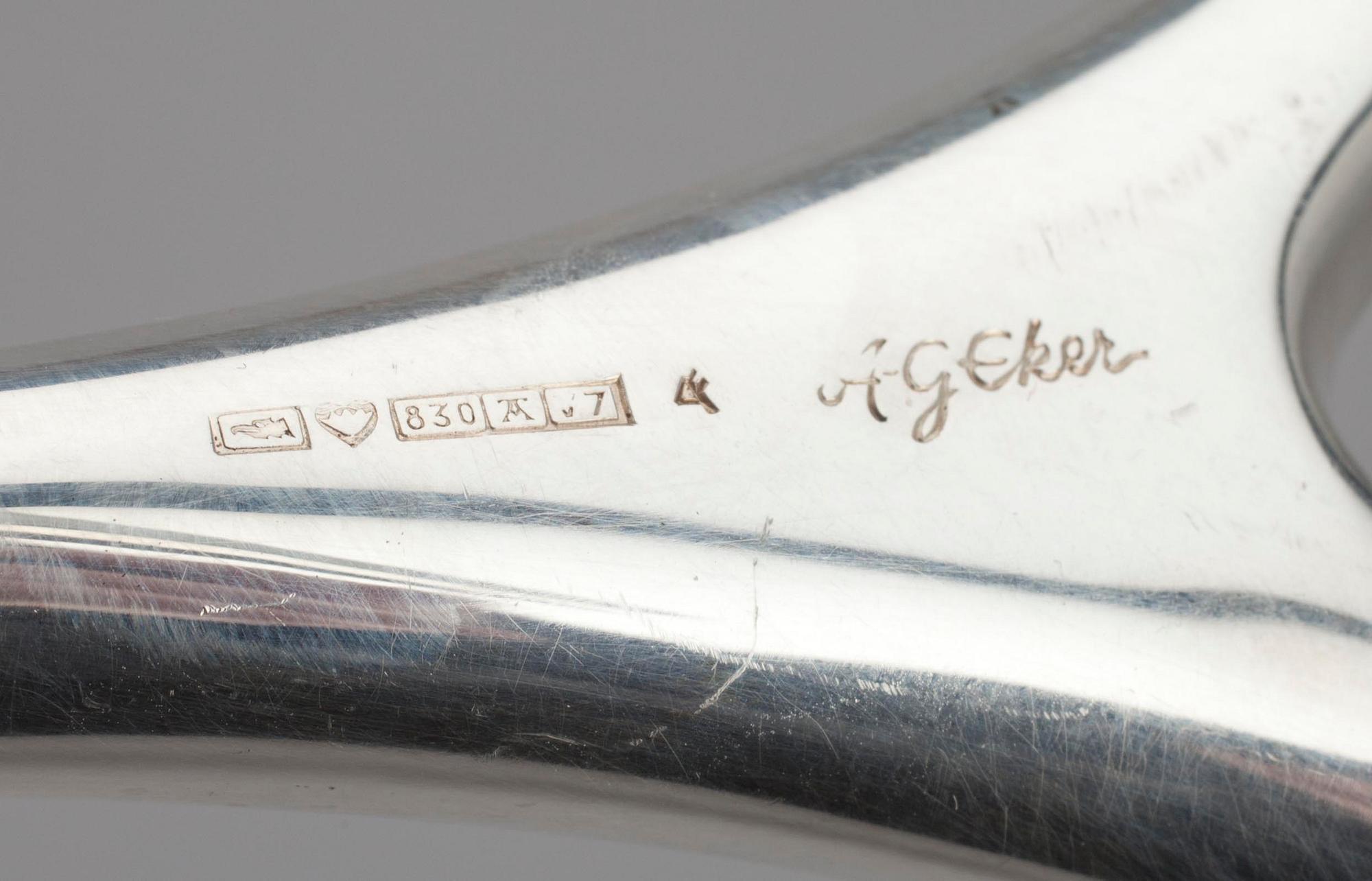 LJUSSTAKE, silver, Anna-Greta Eker, Auran Kultaseppä, Åbo 1974. Vikt ca 125 g.