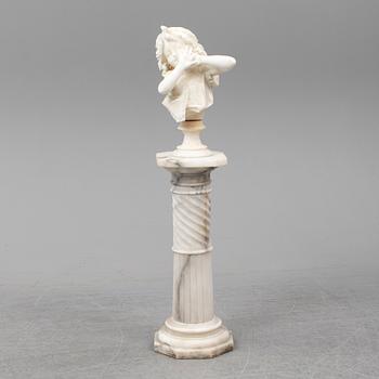 UNKNOWN ARTIST 19TH/20TH CENTURY, sculpture and pedestal. Unsigned. Marble and alabaster.