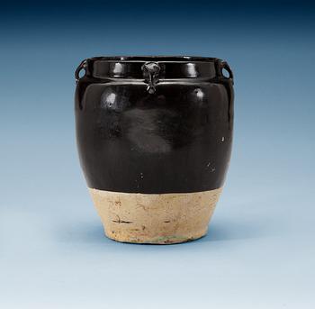 A black glazed jar, presumably Song dynasty.