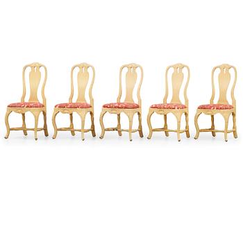 74. A set of five rococo chairs by P. Östeman (master in Stockholm 1748-76).