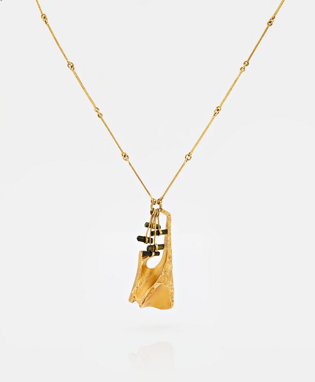 Björn Weckström, a necklace with pendant, "Rain in the mountains", Lapponia, Finland 1992, 18k.