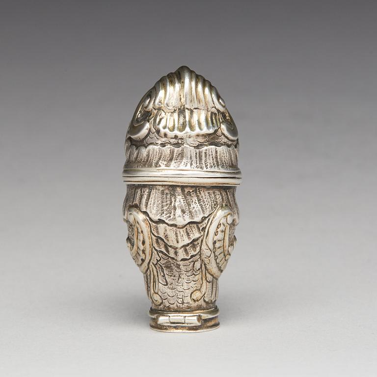 A Rococo, parcel-gilt silver snuff-box, unidentified makers mark, possibly Norway.