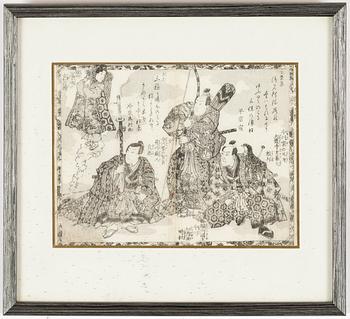 Utagawa Yoshiiku, färgträsnitt, 2st, japan, 1800-talets andra hälft.