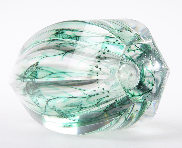 VAS, glas, "Fiskgraal", Edward Hald, Orrefors, 1954, sign.