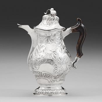 95. A Swedish 18th century silver coffee-pot, mark of Axel Johan Limnell, Vaxjö 1764.