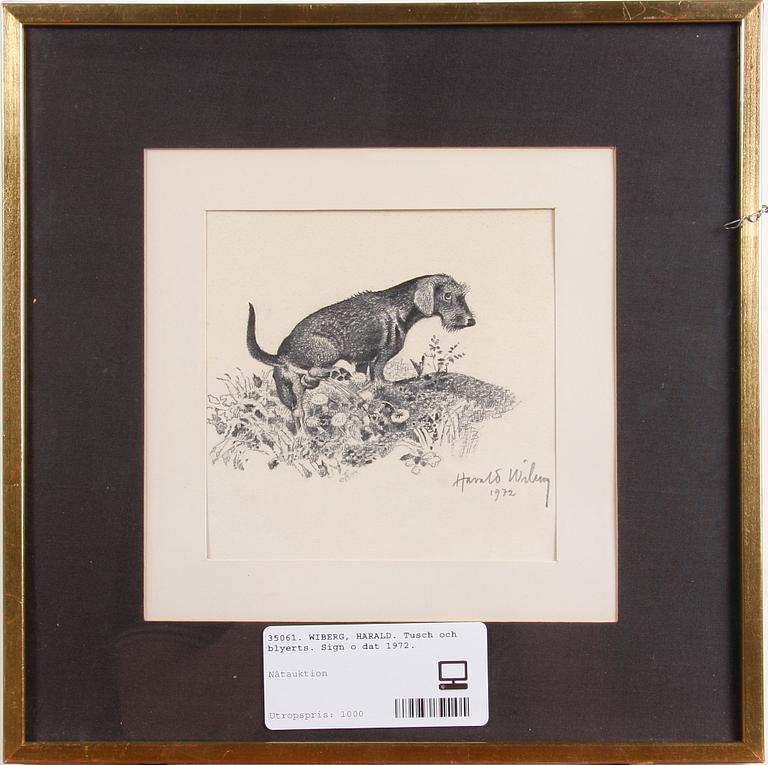 WIBERG, HARALD. Tusch och blyerts. Sign o dat 1972.