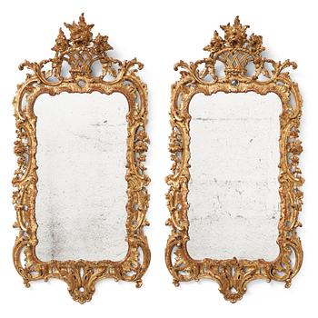 52. A pair of English mid 18th century mirrors.