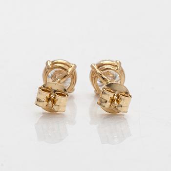 Earrings, brilliant-cut diamonds totalling 1.0 ct, 14K gold.