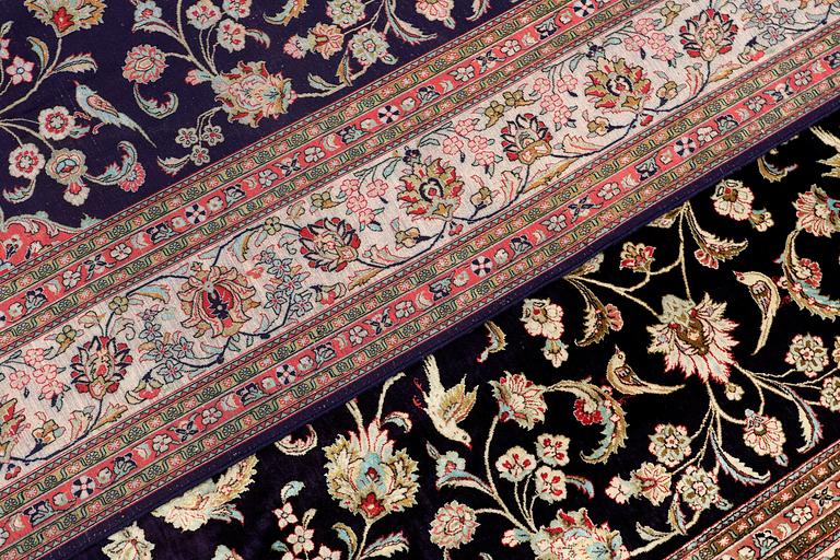 A CARPET, Figural silk Qum, signerad, 300 x 196 cm.