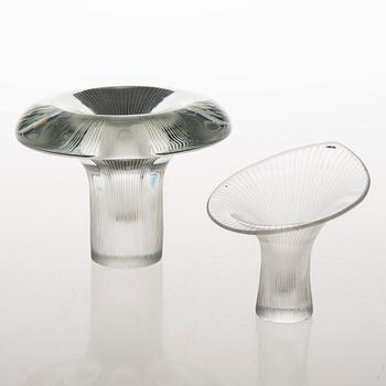 TAPIO WIRKKALA. A set of glass objekts, 'Chanterelle' and 'Boletus'. Signed Tapio Wirkkala Iittala -55.