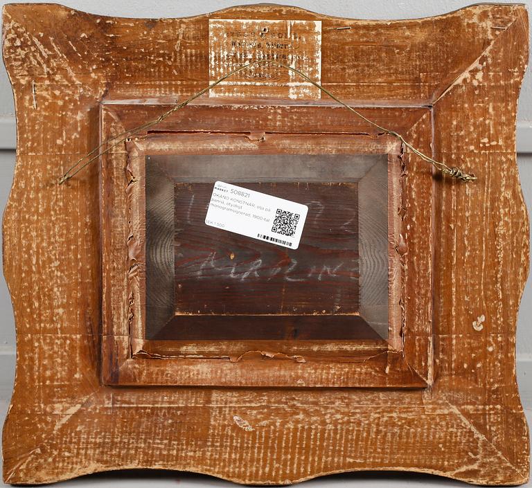 OKÄND KONSTNÄR, olja på pannå, otydligt monogramsignerad, 1900-tal.