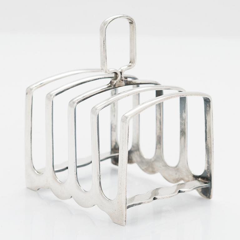 Toast rack, sterling silver, Atkin Brothers, Sheffield 1936.