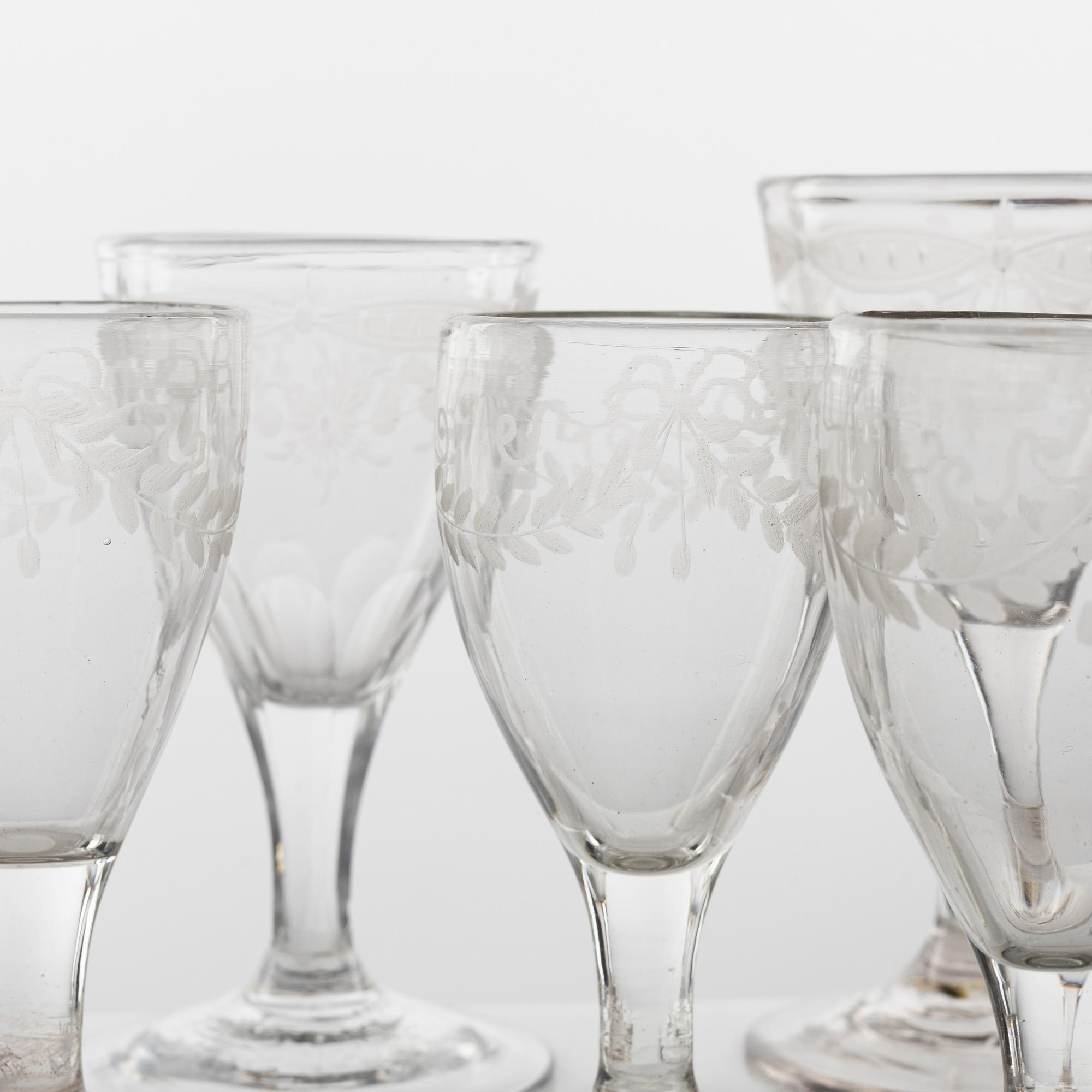 A set of 13n glasses, circa 1800.