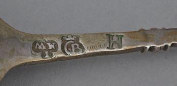BRÄNNVINSSKED, silver,  Johan Martin Winterstein, Göteborg, 1688-1704. Vikt 31 gram.