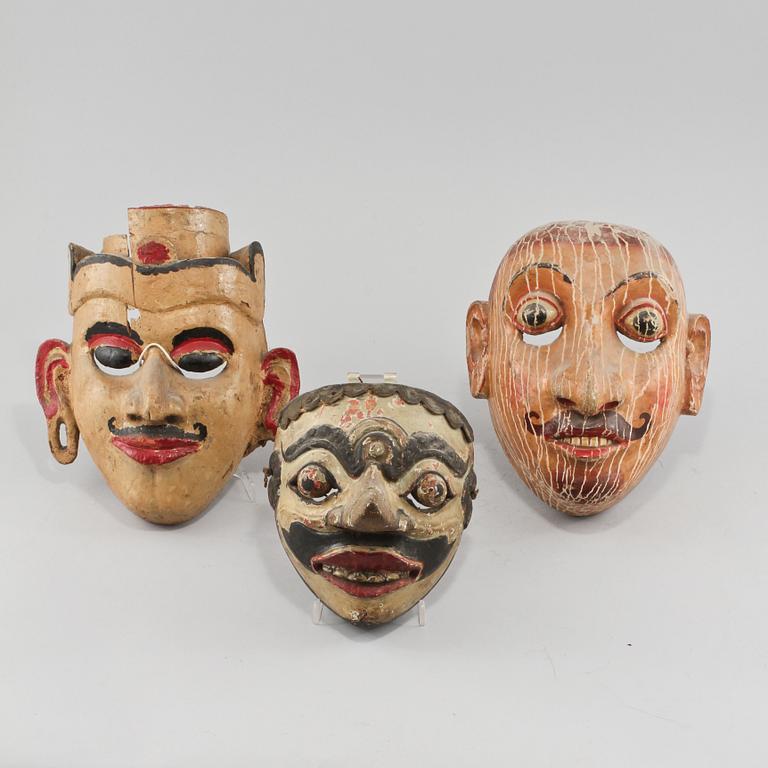MASKER, 3 st, orientaliska, 1900-tal.