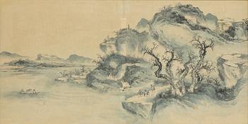 Unidentified artist, Figures in a riverscape, China, around 1900.