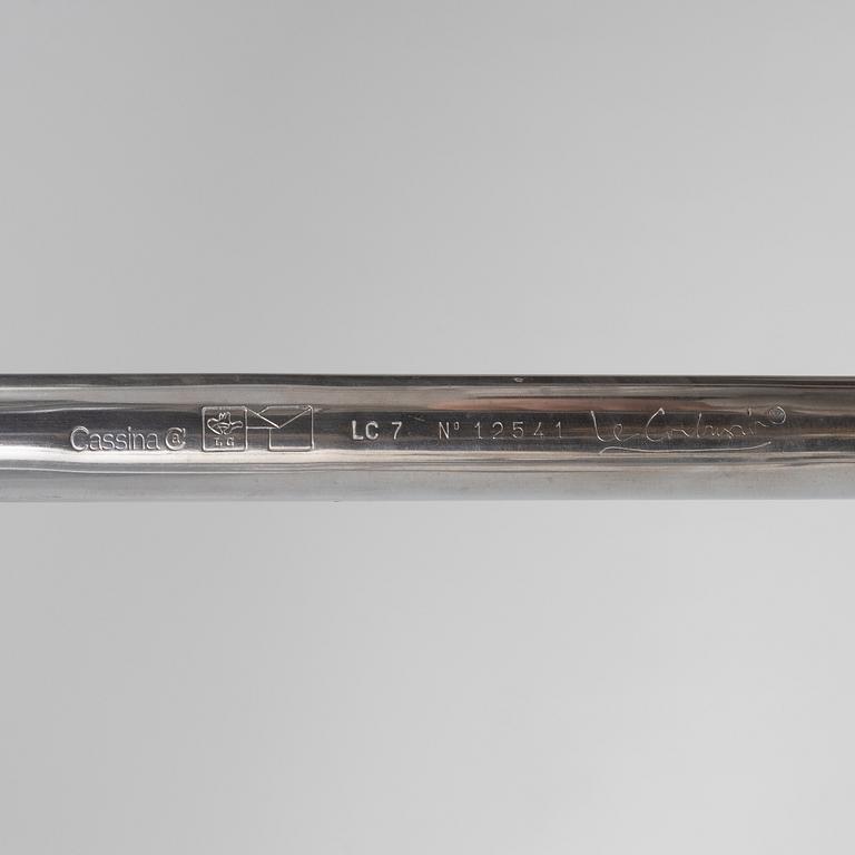 Charlotte Perriand, /Le Corbusier, swivel armchairs, a pair, model LC7, Cassina, Italy, later part of the 20th century.