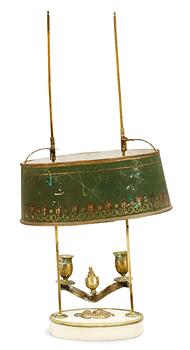 309. A late Gustavian two-light table lamp.