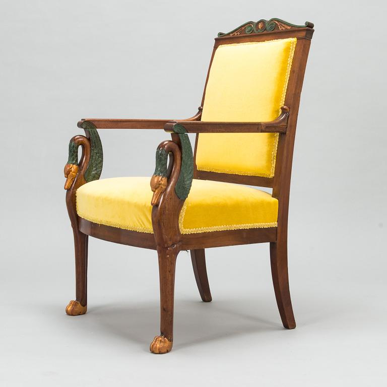 A French, Empire style armchair, around 1820s.