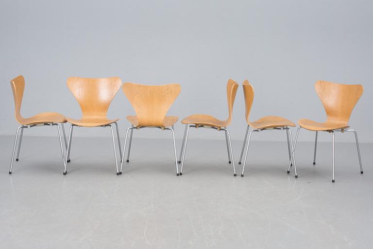 STOLAR, 6 st, "Sjuan", Arne Jacobsen för Fritz Hansen.