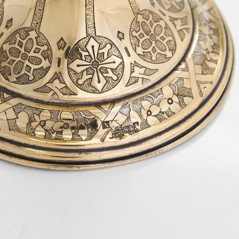 Chalice in gilded silver, unidentified master's mark A:C, Moscow, Russia 1873.