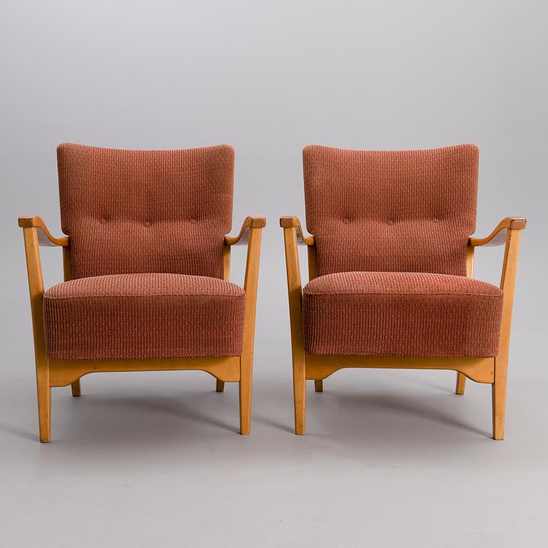 FÅTÖLJER, ETT PAR, tillverkare Enso Dux, 1900-talets mitt.