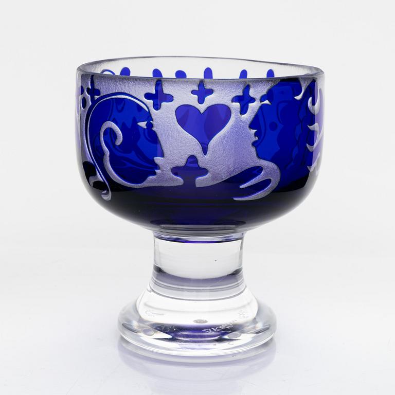 Bertil Vallien, pokal, glas, unik, Boda Åfors, signerad.