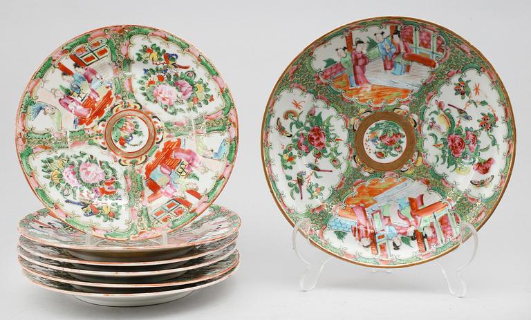 SAMLING KANTONPORSLIN, 13 delar, Kina, 1800-tal.